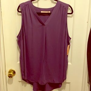 Purple sleeveless blouse